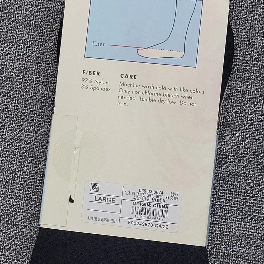 Girls' 3pk Liner Socks Set of 3 - Cat & Jack Size Large Shoe Size 3-10